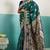 dark green banarasi silk blend zari woven with jaal saree with blouse