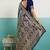 dark green banarasi silk blend zari woven with jaal saree with blouse