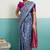 blue banarasi silk blend zari woven with jaal saree with blouse