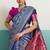 blue banarasi silk blend zari woven with jaal saree with blouse