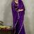 Purple velvet chiffon dual tone zarkan precision border work saree with blouse