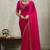 Rani pink velvet chiffon dual tone zarkan precision border work saree with blouse