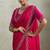 Rani pink velvet chiffon dual tone zarkan precision border work saree with blouse