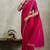 Rani pink velvet chiffon dual tone zarkan precision border work saree with blouse