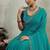 Teal velvet chiffon dual tone zarkan precision border work saree with blouse