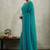 Teal velvet chiffon dual tone zarkan precision border work saree with blouse