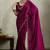 Wine velvet chiffon dual tone zarkan precision border work saree with blouse