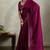 Wine velvet chiffon dual tone zarkan precision border work saree with blouse