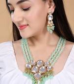 Gold Plated Kundan Long Layered Jewellery Set For Women