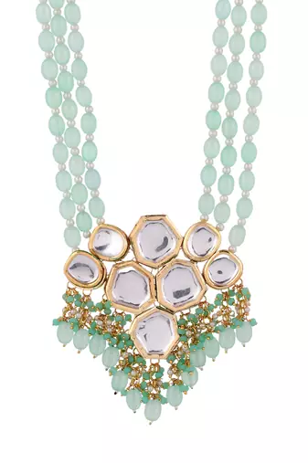 Gold Plated Kundan Long Layered Jewellery Set For Women
