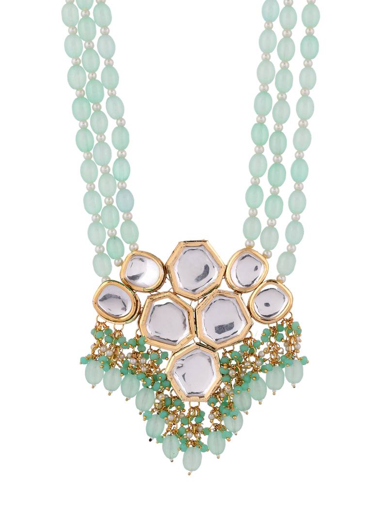 Gold Plated Kundan Long Layered Jewellery Set For Women