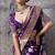 violet banarasi silk blend zari woven saree with blouse