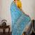 Aqua blue satin & makhmal meena triple woven saree with blouse