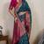 Teal blue satin & makhmal meena triple woven saree with blouse