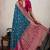 Teal blue satin & makhmal meena triple woven saree with blouse