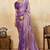Purple metallic velvet satin cutdana-beads, sequins, zari work saree with blouse