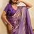 Purple metallic velvet satin cutdana-beads, sequins, zari work saree with blouse