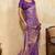 Purple metallic velvet satin cutdana-beads, sequins, zari work saree with blouse