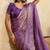 Purple metallic velvet satin cutdana-beads, sequins, zari work saree with blouse