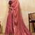 Rust red metallic velvet satin cutdana-beads, sequins, zari work saree with blouse