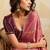 Rust red metallic velvet satin cutdana-beads, sequins, zari work saree with blouse