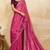Rani pink metallic velvet satin cutdana-beads, sequins, zari work saree with blouse