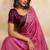 Rani pink metallic velvet satin cutdana-beads, sequins, zari work saree with blouse
