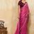 Rani pink metallic velvet satin cutdana-beads, sequins, zari work saree with blouse