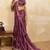 Mauve metallic velvet satin cutdana-beads, sequins, zari work saree with blouse