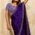Violet metallic velvet satin cutdana-beads, sequins, zari work saree with blouse