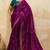 Magenta metallic velvet satin cutdana-beads, sequins, zari work saree with blouse