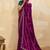 Magenta metallic velvet satin cutdana-beads, sequins, zari work saree with blouse