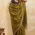 Olive metallic velvet satin cutdana-beads, sequins, zari work saree with blouse