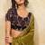 Olive metallic velvet satin cutdana-beads, sequins, zari work saree with blouse