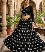 Black Pure Cotton Hand Work With Real Kodi Work Lehenga Choli for Navratri