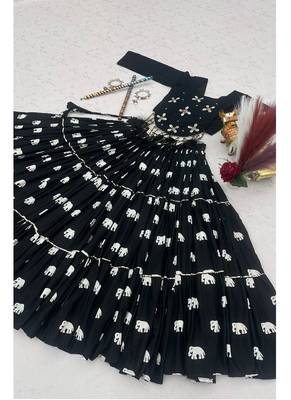 Black Pure Cotton Hand Work With Real Kodi Work Lehenga Choli for Navratri 2