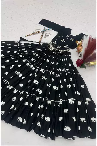 Black Pure Cotton Hand Work With Real Kodi Work Lehenga Choli for Navratri