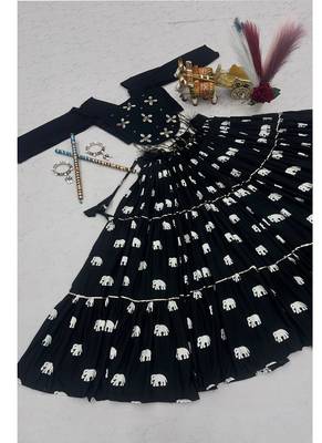 Black Pure Cotton Hand Work With Real Kodi Work Lehenga Choli for Navratri 3