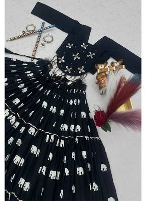 Black Pure Cotton Hand Work With Real Kodi Work Lehenga Choli for Navratri 4