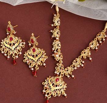 Gold Plated CZ Ethnic Jewellery Set For Women 1