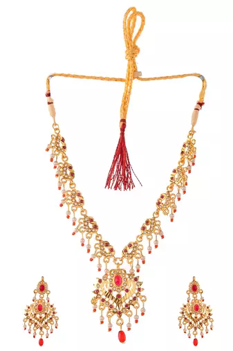 Gold Plated CZ Ethnic Jewellery Set For Women