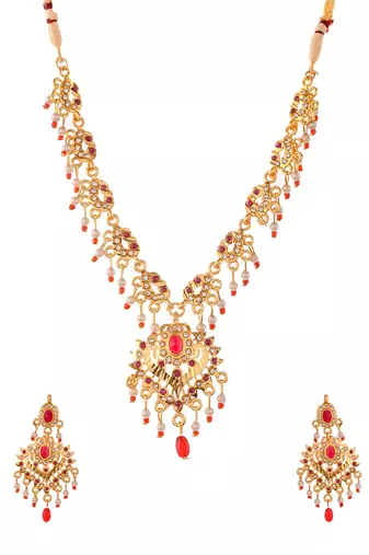 Gold Plated CZ Ethnic Jewellery Set For Women