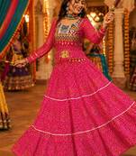 Ranipink Georgette Bandhani Print Navratri Chaniya Choli with Kutch Embroidery Blouse