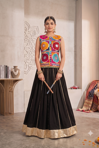 Navratri Special Gamthi Work Kediyu and Lehenga Set