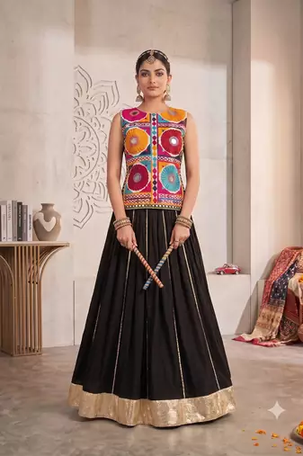 Navratri Special Gamthi Work Kediyu and Lehenga Set