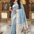 Skyblue cotton silk saree with traditional bird motifs pallu with blouse