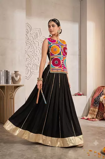 Navratri Special Gamthi Work Kediyu and Lehenga Set