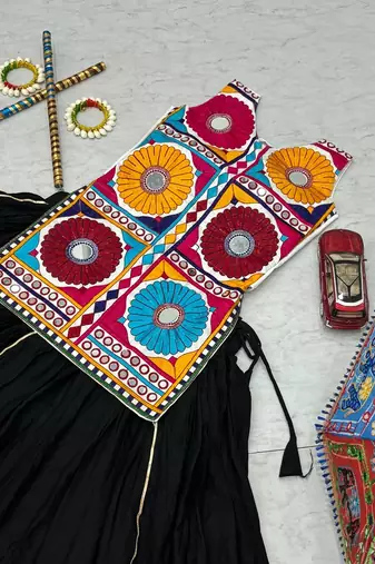 Navratri Special Gamthi Work Kediyu and Lehenga Set