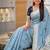Skyblue cotton silk saree with traditional bird motifs pallu with blouse