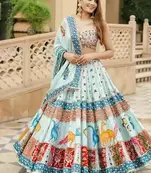 Sky Blue Navratri Lehenga Choli With Dupatta
